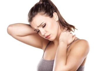 The girl has osteocondrosis in the neck